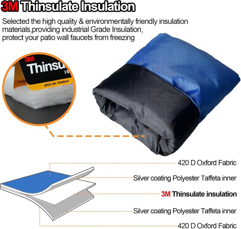 DEMEDO Enlarge Outdoor Faucet Cover for Winter Freeze Protection, 3M Thinsulate, 10"H x 6.3"W Hose Bib Covers for Wall Taps Outside, Waterproof & Frost Free Insulated Spigot Cover, 6 Pcs Faucet Socks - Black - Image 5
